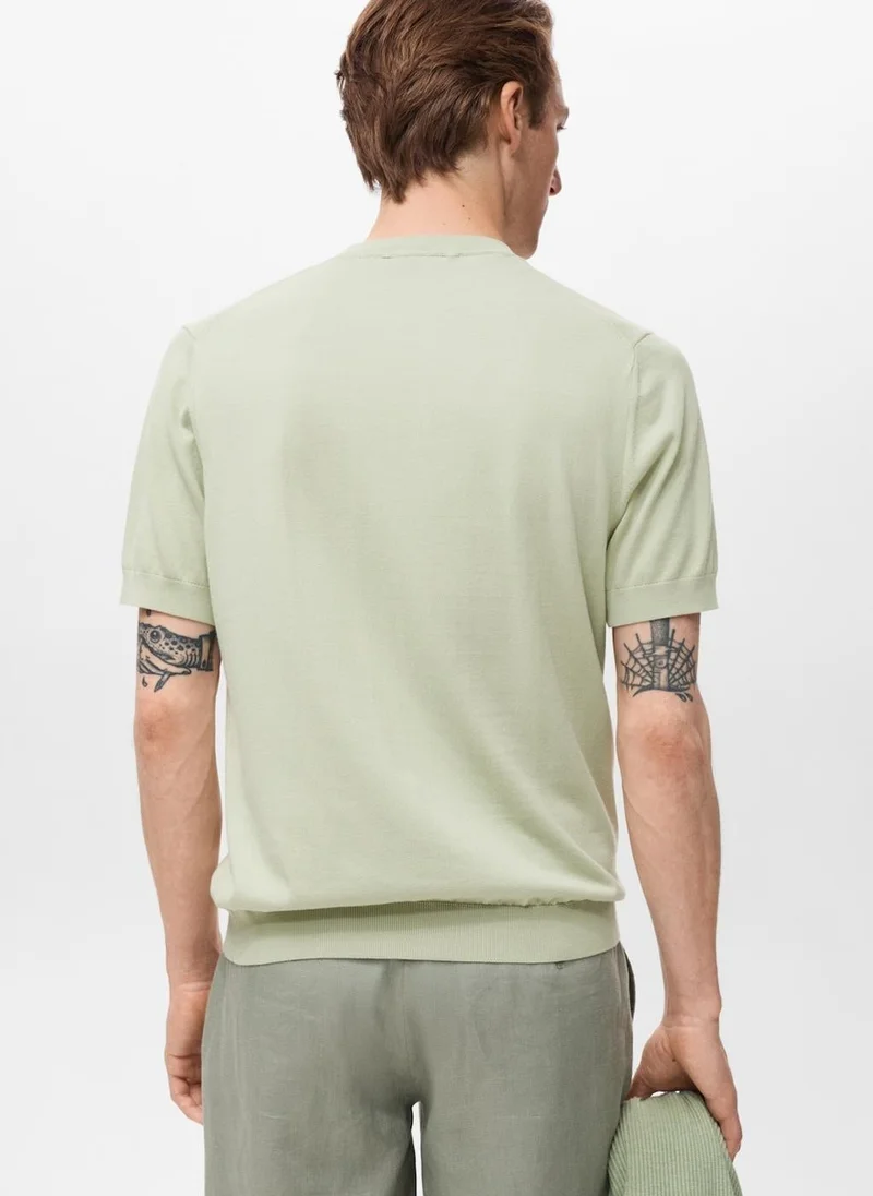 Mango Man Crew Neck Knit T-Shirt